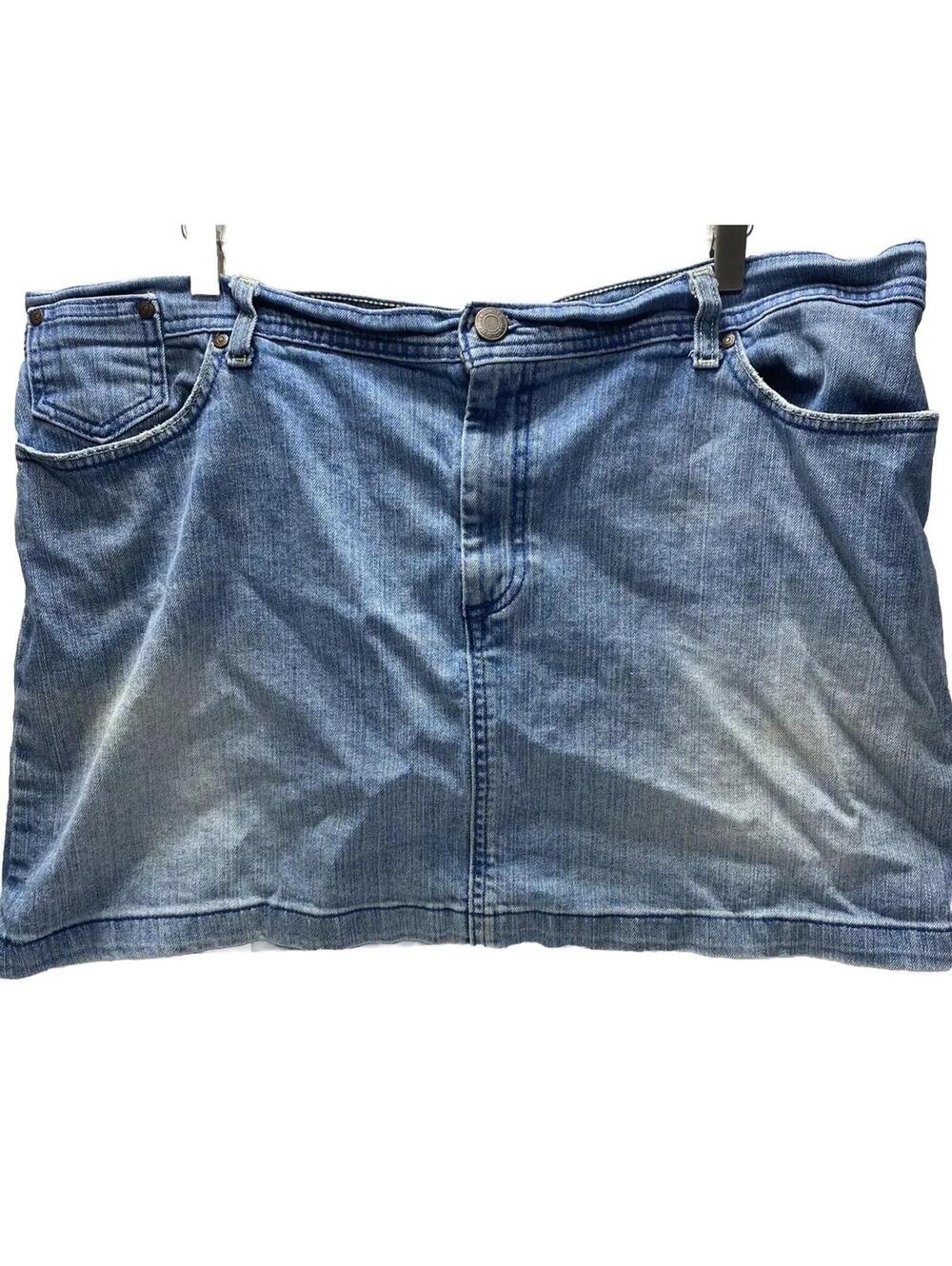 Low Waist Jean Skirt Plus Size Distressed Denim Dirt Spot On Back As Is Co